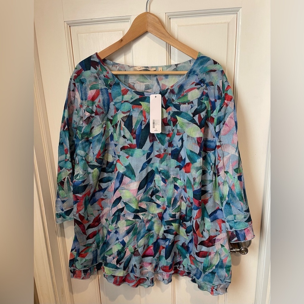 Soft Surroundings Siesta Key Multicolor 100% Cotton Tunic 2XL
